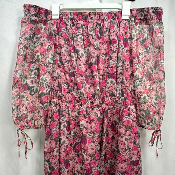INC International Concepts Pink Floral Off Shoulder High Low Midi Dress XL - Picture 9 of 13